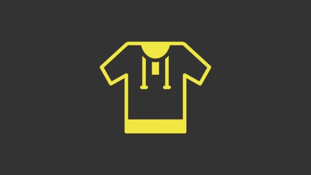 Žlutá vyšívaná ikona košile izolovaná na šedém pozadí. Národní ukrajinské oblečení. Grafická animace pohybu videa 4K — Stock video