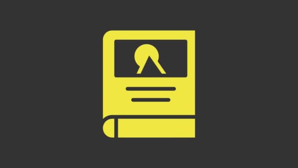 Žlutá Photo album ikona izolované na šedém pozadí. Grafická animace pohybu videa 4K — Stock video