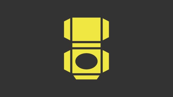 Κίτρινη χαρτονένια εικόνα κιβωτίων χαρτοκιβωτίων απομονωμένη στο γκρίζο υπόβαθρο. Κιβώτιο, δέμα, δέμα. Παράδοση και συσκευασία. 4K Γραφική κίνηση κίνησης βίντεο — Αρχείο Βίντεο