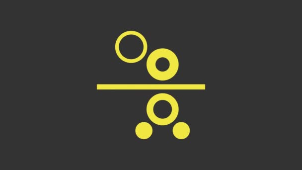 Rollo de papel amarillo de un icono de imprenta aislado sobre fondo gris. Animación gráfica de vídeo 4K — Vídeo de stock