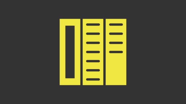 黄色的小册子模板布局图标孤立在灰色背景.公司业务年报,目录,杂志,传单模型.4K视频运动图形动画 — 图库视频影像