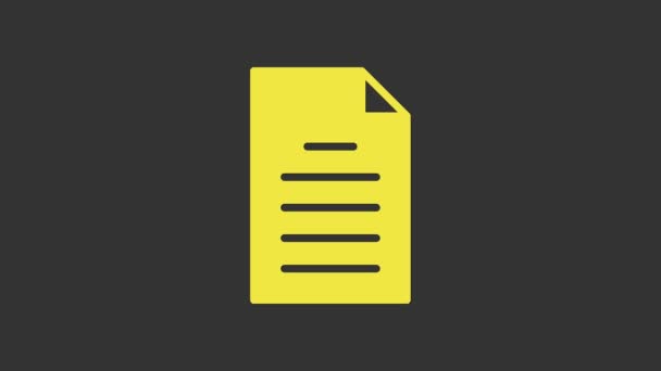 Yellow File document pictogram geïsoleerd op grijze achtergrond. Checklist icoon. Bedrijfsconcept. 4K Video motion grafische animatie — Stockvideo