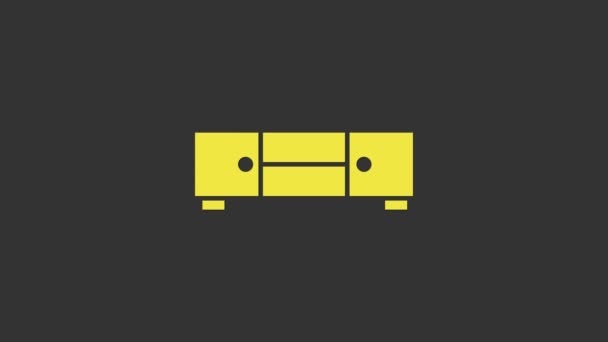 Yellow Chest of drawers icon isolated on grey background. 4K Video motion graphic animation — Stock Video