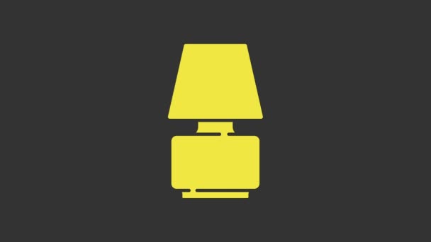 Yellow Table lamp icon isolated on grey background. 4K Video motion graphic animation — Stock Video