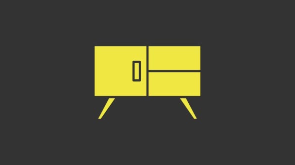 Žlutá Ikona truhly zásuvek izolovaných na šedém pozadí. Grafická animace pohybu videa 4K — Stock video