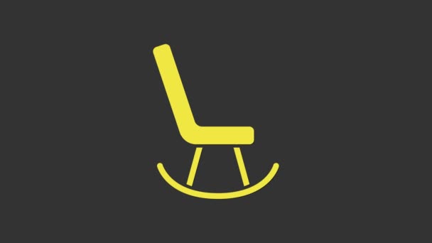 Żółta ikona fotela na szarym tle. 4K Animacja graficzna ruchu wideo — Wideo stockowe