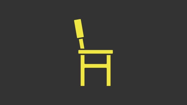 Yellow Chair icon isolated on grey background. 4K Video motion graphic animation — Stock Video