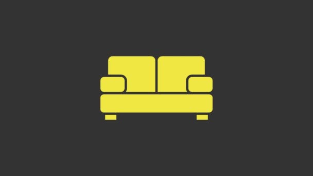 Pictograma canapea galbenă izolată pe fundal gri. 4K Animație grafică în mișcare video — Videoclip de stoc