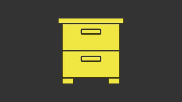 黄色灰色の背景に隔離された家具のナイトスタンドアイコン。4Kビデオモーショングラフィックアニメーション — ストック動画