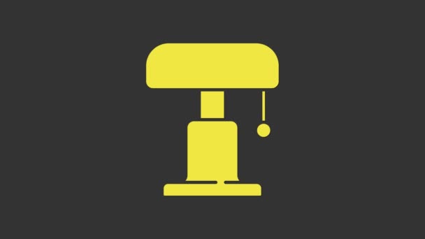 Gelbe Tischlampe Symbol isoliert auf grauem Hintergrund. 4K Video Motion Grafik Animation — Stockvideo
