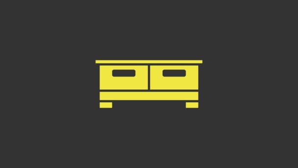 Gele ladekast pictogram geïsoleerd op grijze achtergrond. 4K Video motion grafische animatie — Stockvideo