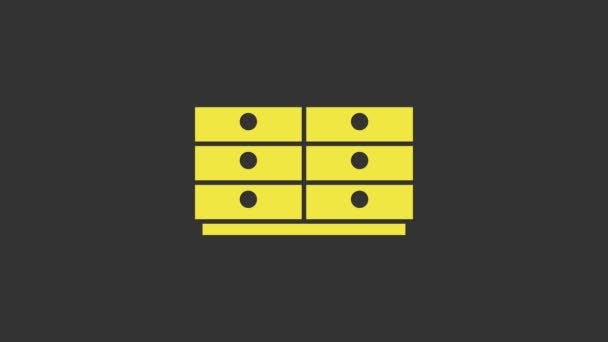 Yellow Chest of drawers icon isolated on grey background. 4K Video motion graphic animation — Stock Video