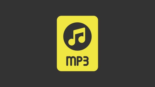 Dokumen berkas Yellow MP3. Mengunduh ikon tombol mp3 yang diisolasi pada latar belakang abu-abu. Tanda format musik Mp3. Simbol berkas MP3. Animasi grafis gerak Video 4K — Stok Video