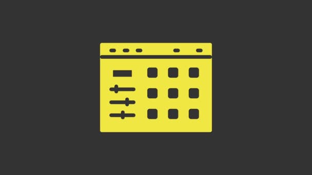 Yellow Drum machine icon isolated on grey background. Musical equipment. 4K Video motion graphic animation — Stock Video