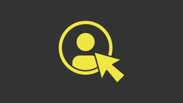 Žlutá Vytvořit ikonu obrazovky účtu izolovanou na šedém pozadí. Grafická animace pohybu videa 4K — Stock video
