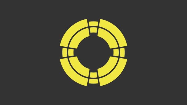 Ikona záchranné bóje Yellow Business izolovaná na šedém pozadí. Záchrana, krize, podpora, tým, partnerství, bankrot, obchodní koncepce. Grafická animace pohybu videa 4K — Stock video