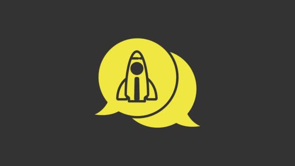 Yellow Business startup project concept icoon geïsoleerd op grijze achtergrond. Symbool van nieuw bedrijfsleven, ondernemerschap, innovatie en technologie. 4K Video motion grafische animatie — Stockvideo