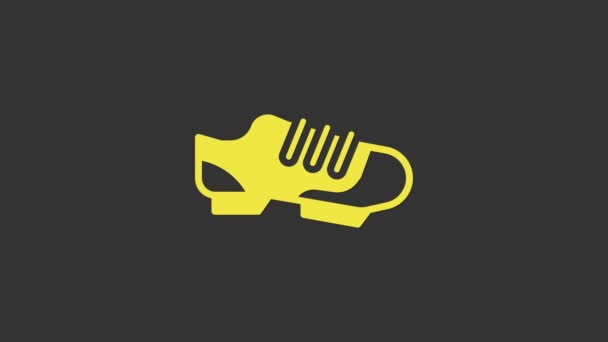 Yellow Triathlon cycling shoes icon isolated on grey background. Sport shoes, bicycle shoes. 4K Video motion graphic animation — Stock Video