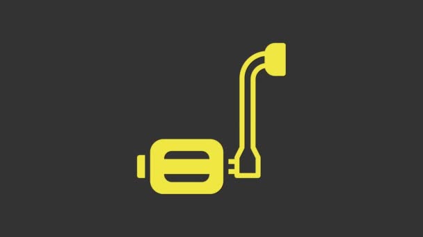Sárga kerékpár pedál ikon elszigetelt szürke háttér. 4K Videó mozgás grafikus animáció — Stock videók