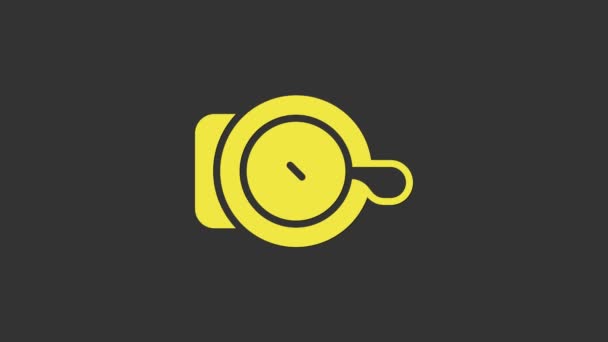 Žluté kolo zvonek ikona izolované na šedém pozadí. Grafická animace pohybu videa 4K — Stock video