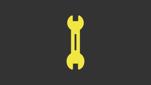 Ikona klucza żółtego odizolowana na szarym tle. 4K Animacja graficzna ruchu wideo — Wideo stockowe