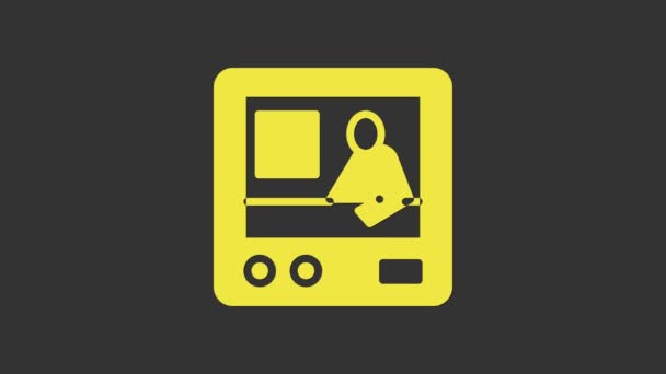 Icono de reportaje de Yellow Television aislado sobre fondo gris. Noticias de televisión. Animación gráfica de vídeo 4K — Vídeos de Stock