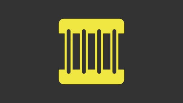 Ikona žlutého okna věznice izolovaná na šedém pozadí. Grafická animace pohybu videa 4K — Stock video