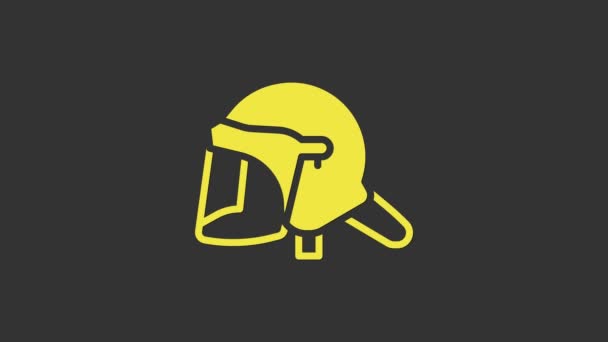 Yellow Police helmet icon isolated on grey background. Military helmet. 4K Video motion graphic animation — Stock Video