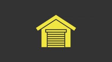 Sarı Garaj simgesi gri arkaplanda izole edildi. 4K Video hareketli grafik canlandırması