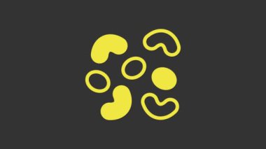 Gri arkaplanda izole edilmiş sarı jöleli şeker ikonu. 4K Video hareketli grafik canlandırması