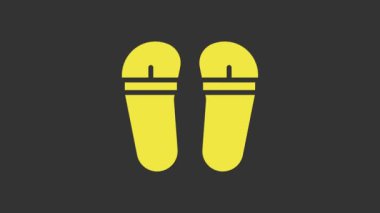 Sarı Terlik simgesi gri arkaplanda izole edildi. Plaj terlikleri tabelası. 4K Video hareketli grafik canlandırması