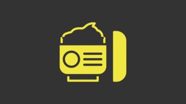 Sarı Krem ya da losyon kozmetik tüp ikonu gri arka planda izole edilmiş. Kadınlar için vücut bakım ürünleri. 4K Video hareketli grafik canlandırması