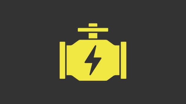 Yellow Check motoricoon geïsoleerd op grijze achtergrond. 4K Video motion grafische animatie — Stockvideo