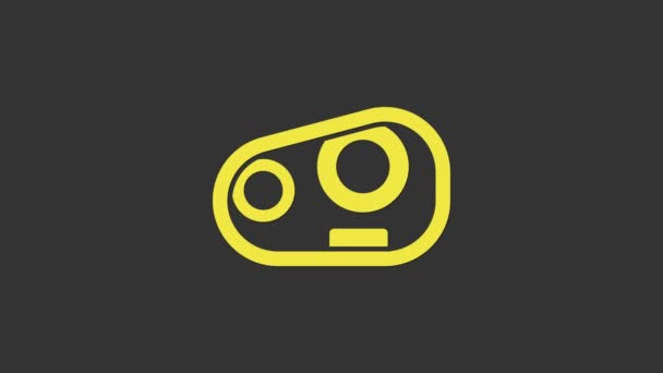 Icono de faro amarillo coche aislado sobre fondo gris. Animación gráfica de vídeo 4K — Vídeos de Stock