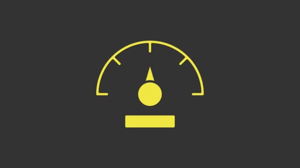 Icône du compteur de vitesse jaune isolée sur fond gris. Animation graphique de mouvement vidéo 4K — Video