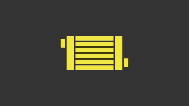 Icono del sistema de refrigeración del radiador del coche amarillo aislado sobre fondo gris. Animación gráfica de vídeo 4K — Vídeos de Stock