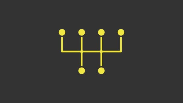 Gele Versnellingspook pictogram geïsoleerd op grijze achtergrond. Transmissie icoon. 4K Video motion grafische animatie — Stockvideo