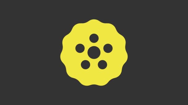 Icono de engranaje amarillo aislado sobre fondo gris. Señal de configuración del engranaje Cogwheel. Un símbolo de engranaje. Animación gráfica de vídeo 4K — Vídeo de stock