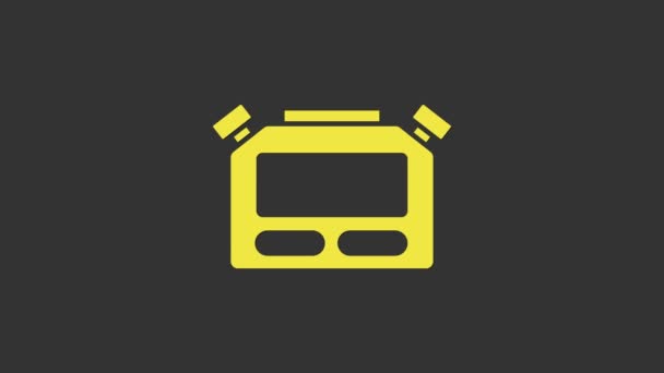 Gele Stopwatch pictogram geïsoleerd op grijze achtergrond. Tijdklok teken. Chronometerteken. 4K Video motion grafische animatie — Stockvideo