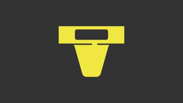 Yellow Groin guard voor vechtsport icoon geïsoleerd op grijze achtergrond. 4K Video motion grafische animatie — Stockvideo