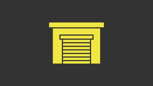 Żółta ikona garażu odizolowana na szarym tle. 4K Animacja graficzna ruchu wideo — Wideo stockowe