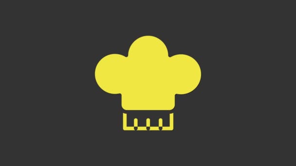 Gelbe Kochmütze Symbol isoliert auf grauem Hintergrund. Kochendes Symbol. Kochmütze. 4K Video Motion Grafik Animation — Stockvideo