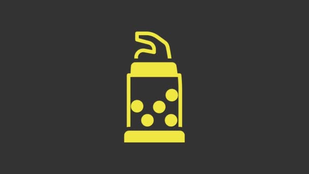 Sárga palack nyitó ikon elszigetelt szürke alapon. 4K Videó mozgás grafikus animáció — Stock videók