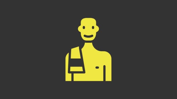 Yellow Man in the sauna icon isolated on grey background. 4K Video motion graphic animation — Stock Video
