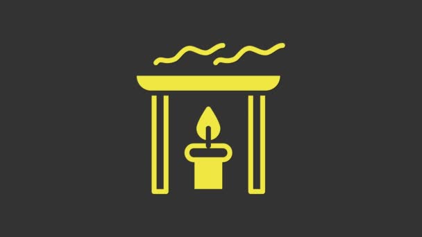 Keltainen tuoksu kynttilän kuvake eristetty harmaalla pohjalla. 4K Video motion graafinen animaatio — kuvapankkivideo