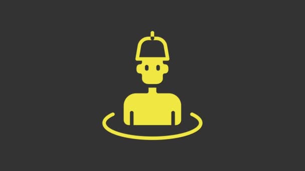 Żółty człowiek w ikonie sauny odizolowany na szarym tle. 4K Animacja graficzna ruchu wideo — Wideo stockowe