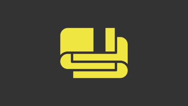 Żółty stos ręczników ikona izolowane na szarym tle. 4K Animacja graficzna ruchu wideo — Wideo stockowe