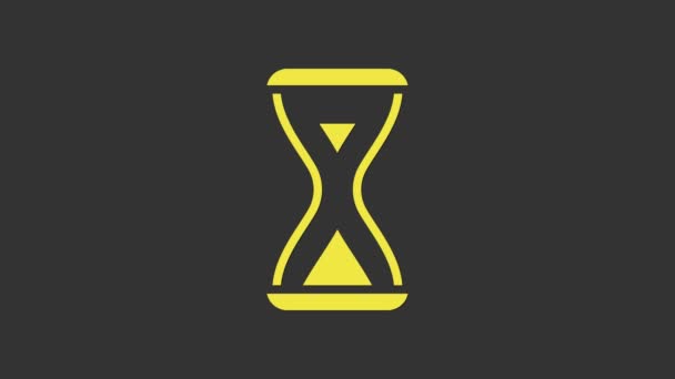 Pictograma galben saună clepsidră izolată pe fundal gri. Cronometru saună. 4K Animație grafică în mișcare video — Videoclip de stoc
