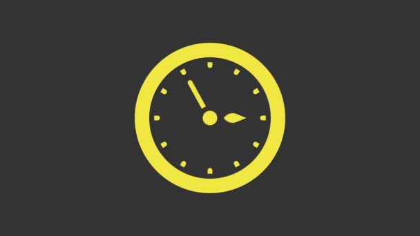 Icono del reloj Sauna amarillo aislado sobre fondo gris. Temporizador de sauna. Animación gráfica de vídeo 4K — Vídeos de Stock