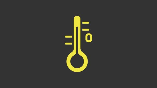 Gele Sauna thermometer pictogram geïsoleerd op grijze achtergrond. Sauna en baduitrusting. 4K Video motion grafische animatie — Stockvideo